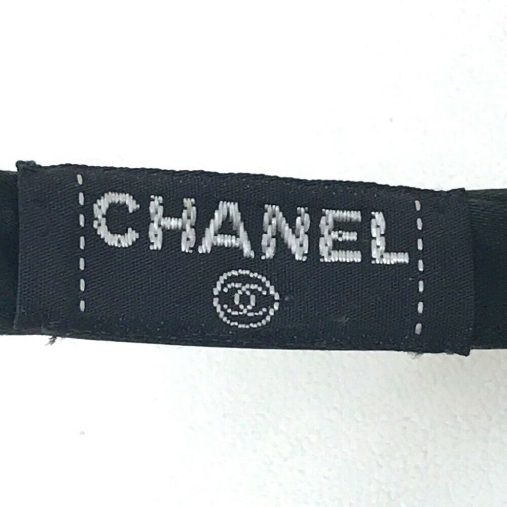 CHANEL Ribbon Hair Accessory Head Band Satin Black x Dark Green - Picture 4 of 10